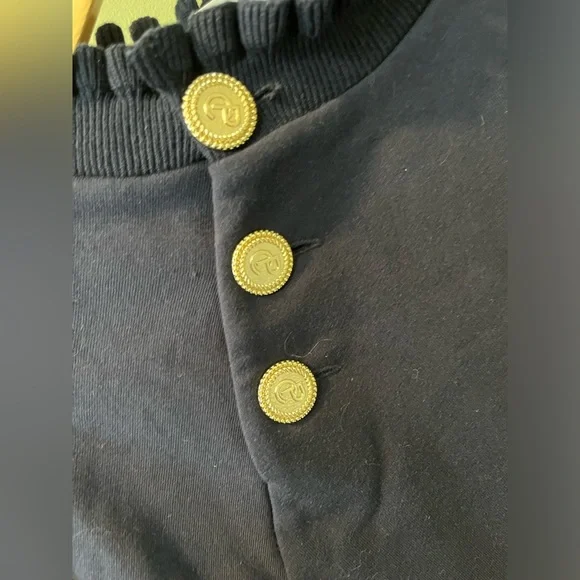 Claudie Pierlot Paris Black Ruffled Collar & Sleeve Sweater - Picture 2 of 4